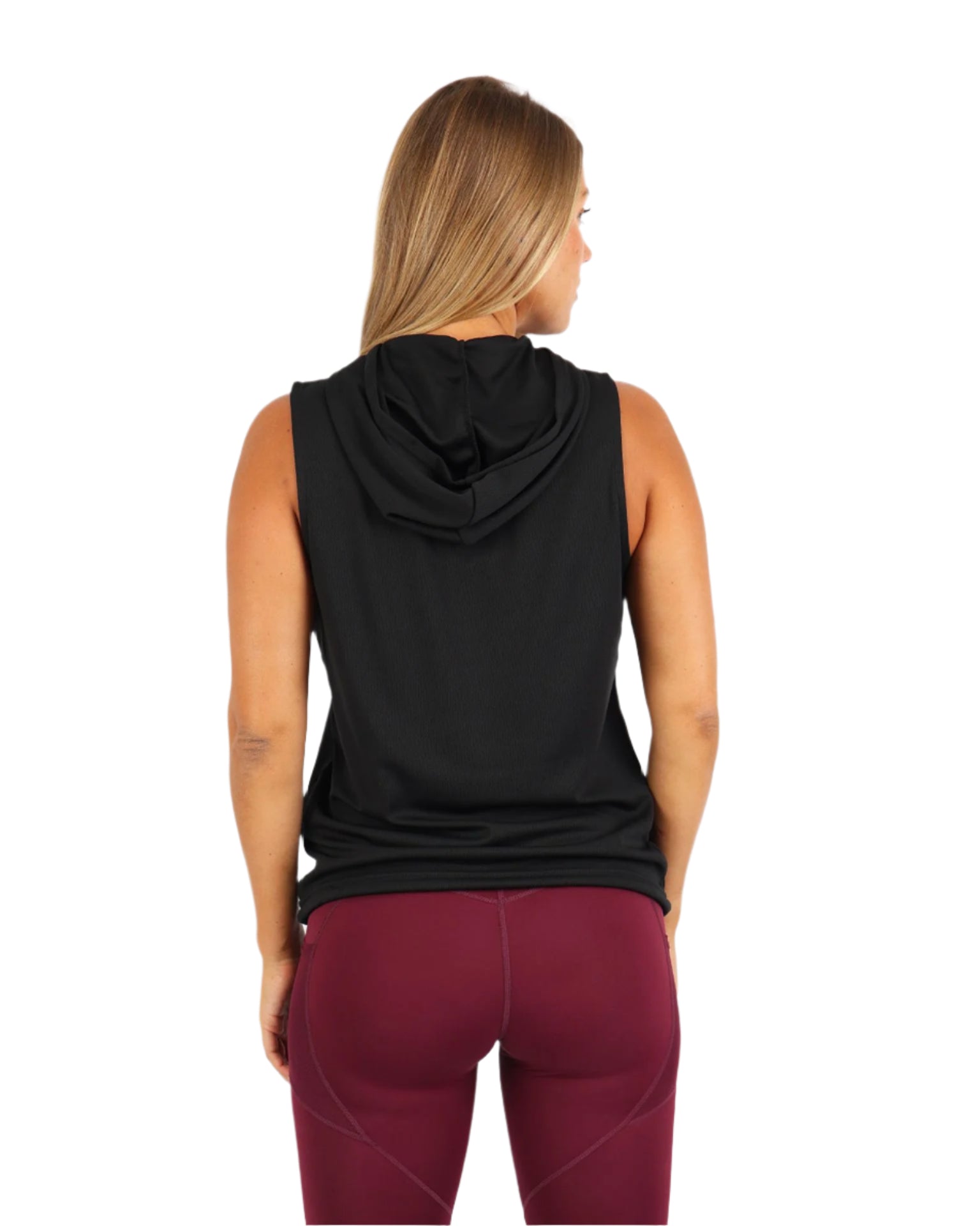 Sleeveless Breathable Black Women's Hoodie-Atum -81824720
