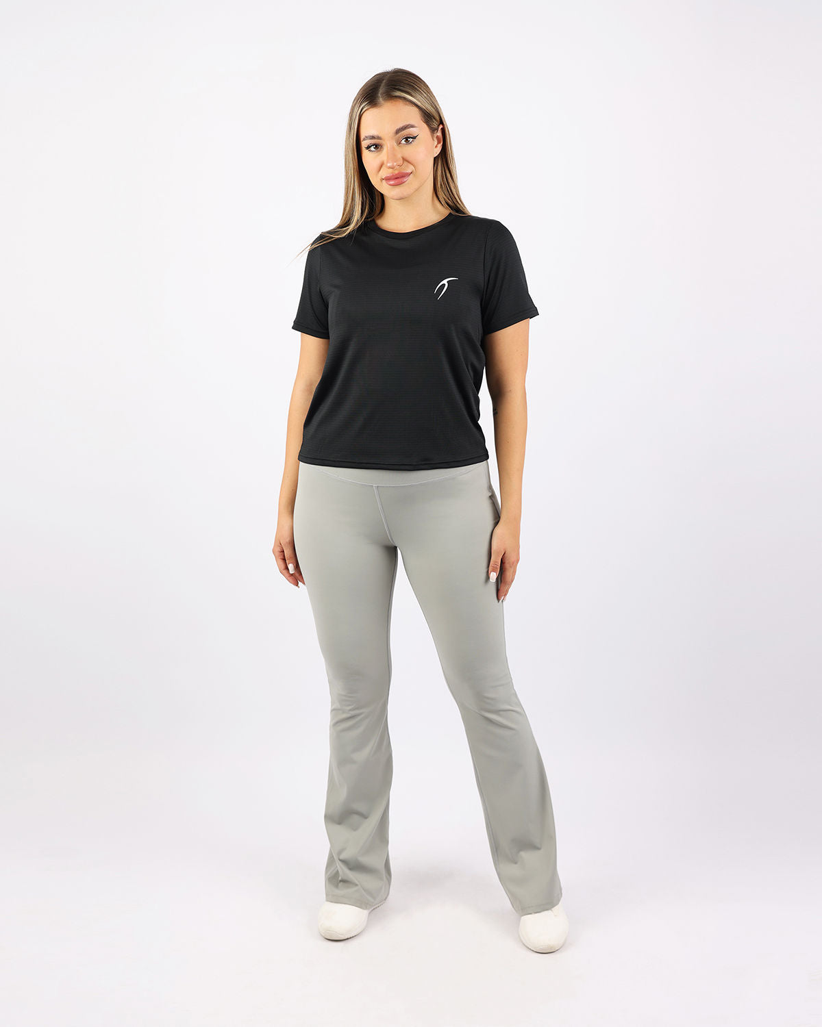 High-Rise Wide Leg Gray Leggings-Atum -31407178