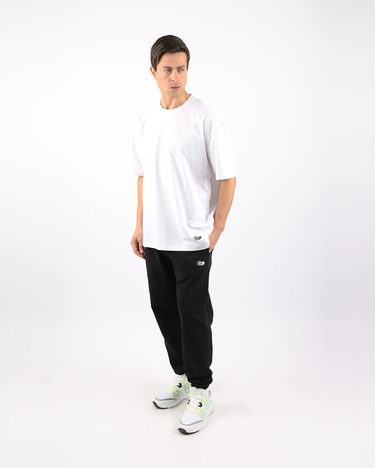 OverSized Basic Men's White T-Shirt-Atum -93787620