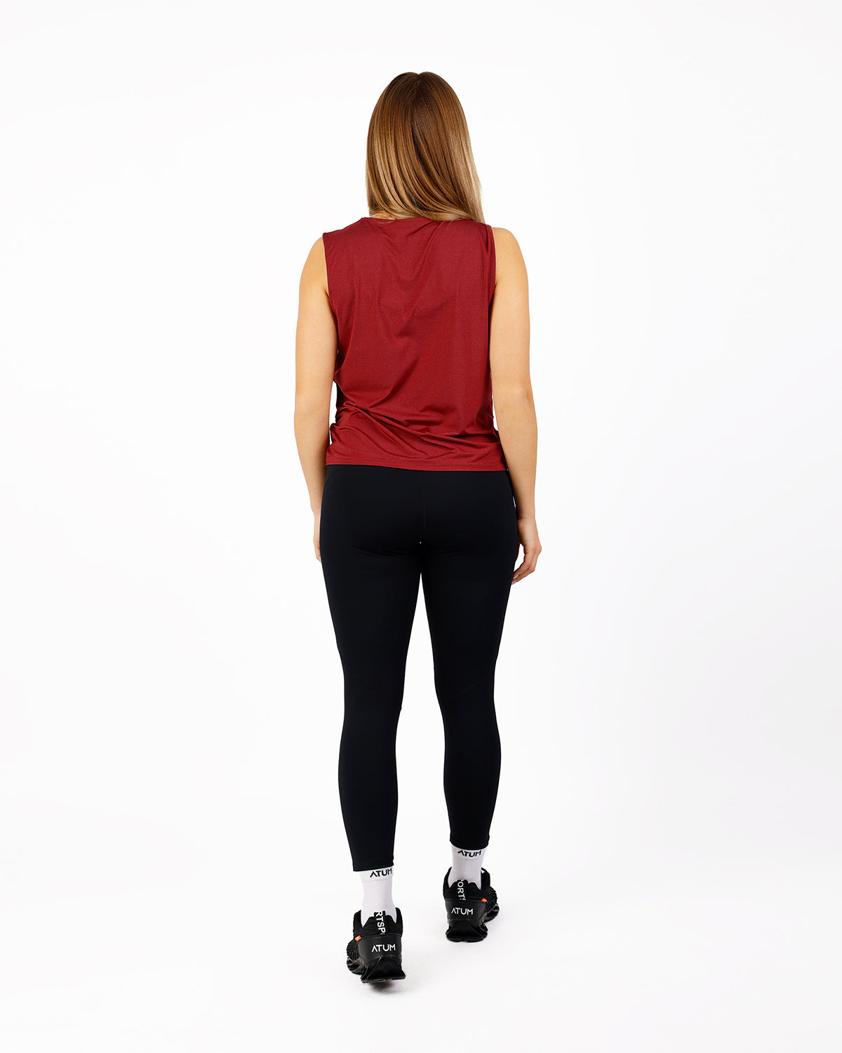 YOGA Twist Cropped Burgundy Tank Top