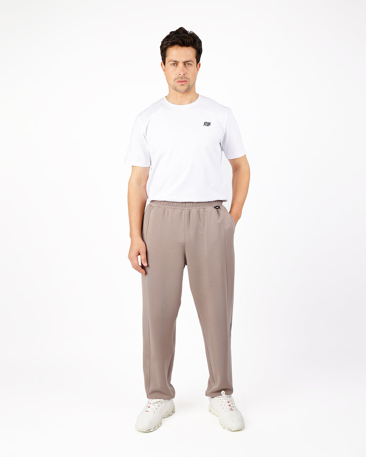 Relaxed Motion Taupe Pants-Atum -57236935