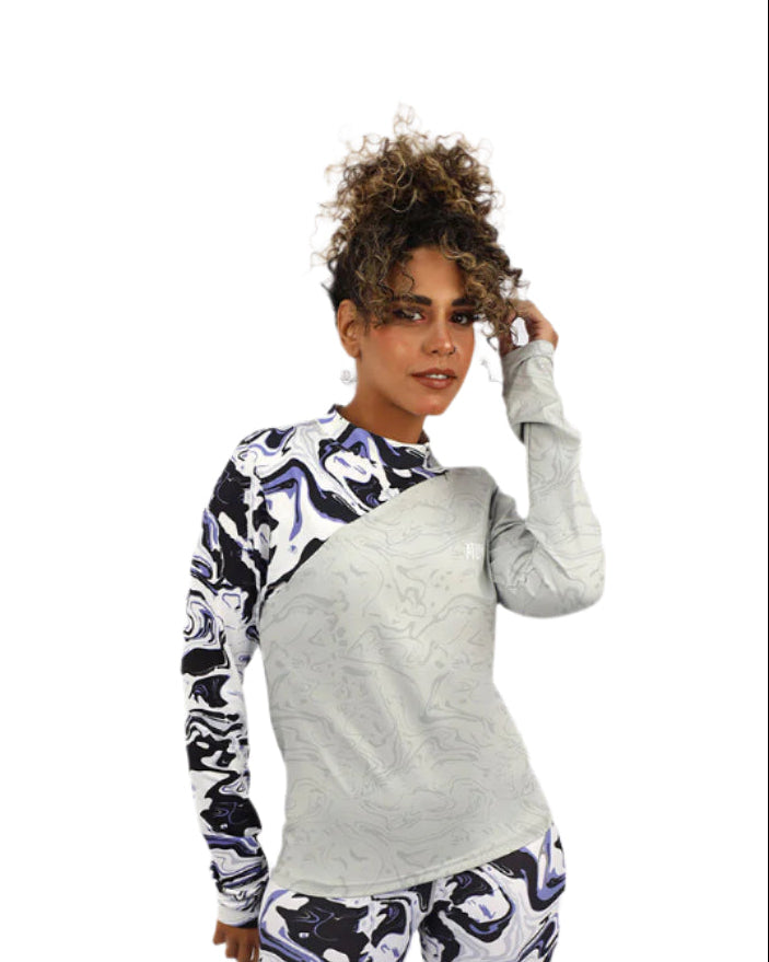 Long Sleeve Women's Gray T-Shirt-Atum -70331129