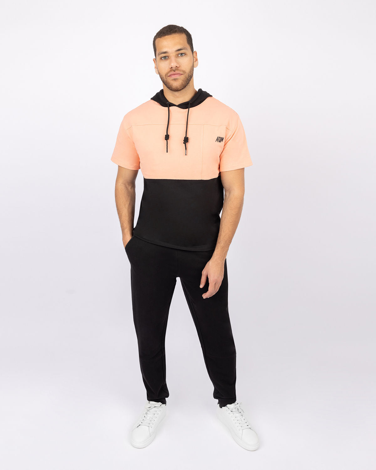 Half Sleeve Coral Hoodie-Atum -85857120