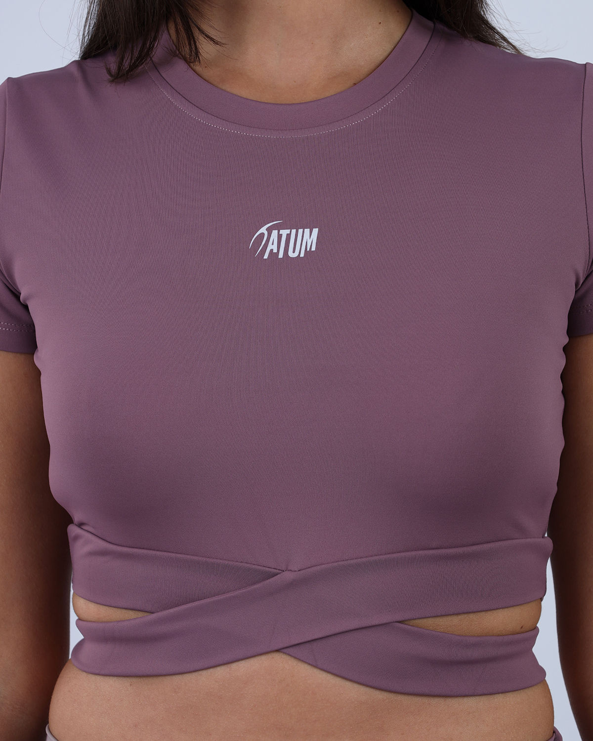 Twisted Short Sleeves Purple Crop Top-Atum -95295741