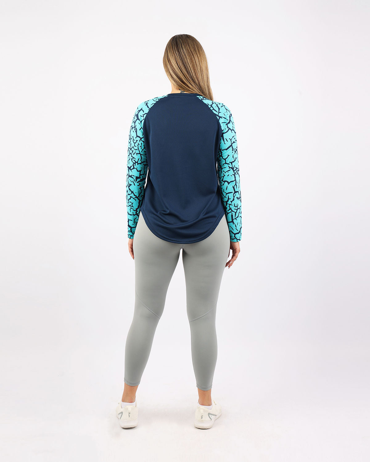 Crew Neck Long Sleeve Turquoise Top-Atum -71221184