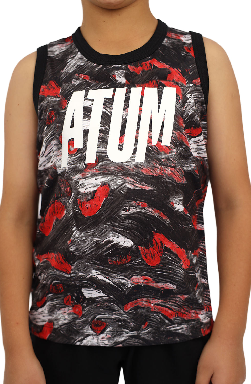 Boy's Printed Red Tank Top-Atum -65358911