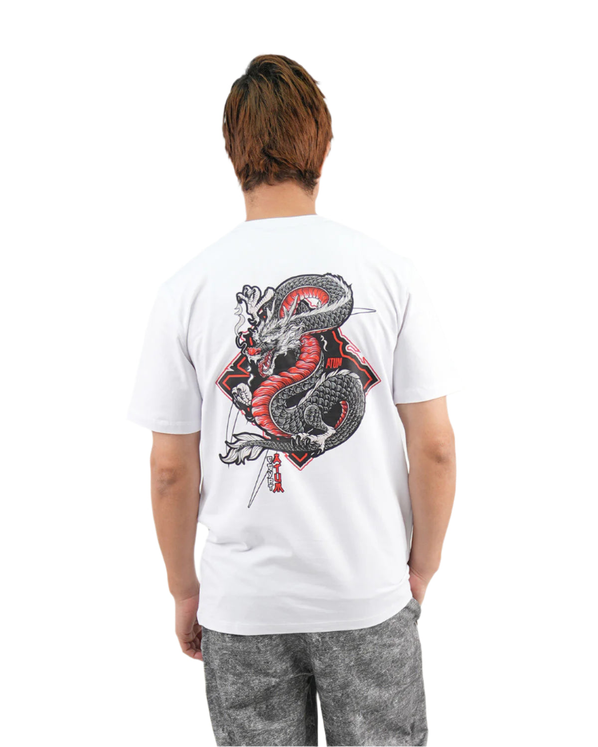 Dragon Strike Graphic White T-Shirt-Atum -25184586