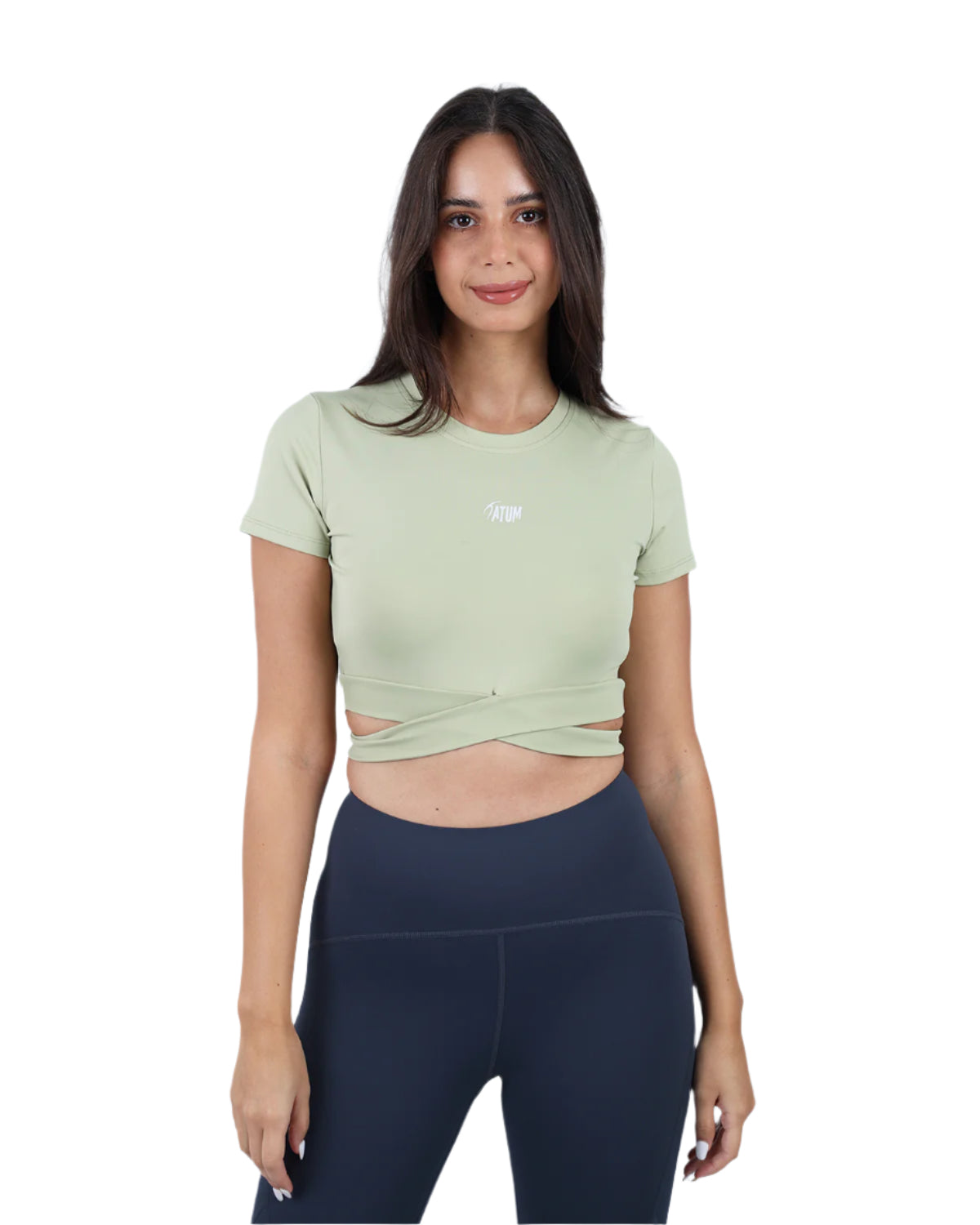 Twisted Short Sleeves Green Crop Top-Atum -65058603
