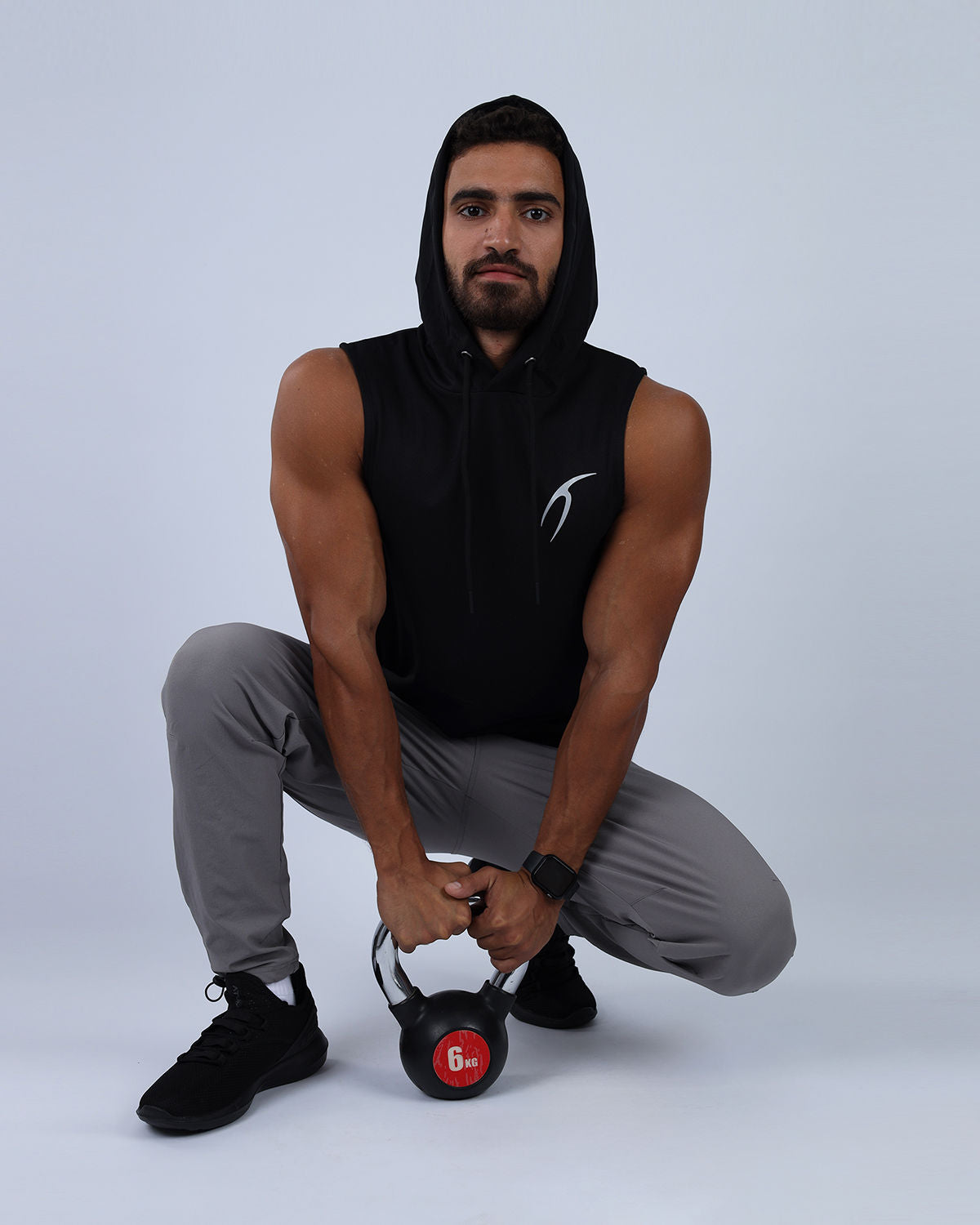 Sleeveless Breathable Black Hoodie-Atum -99846709