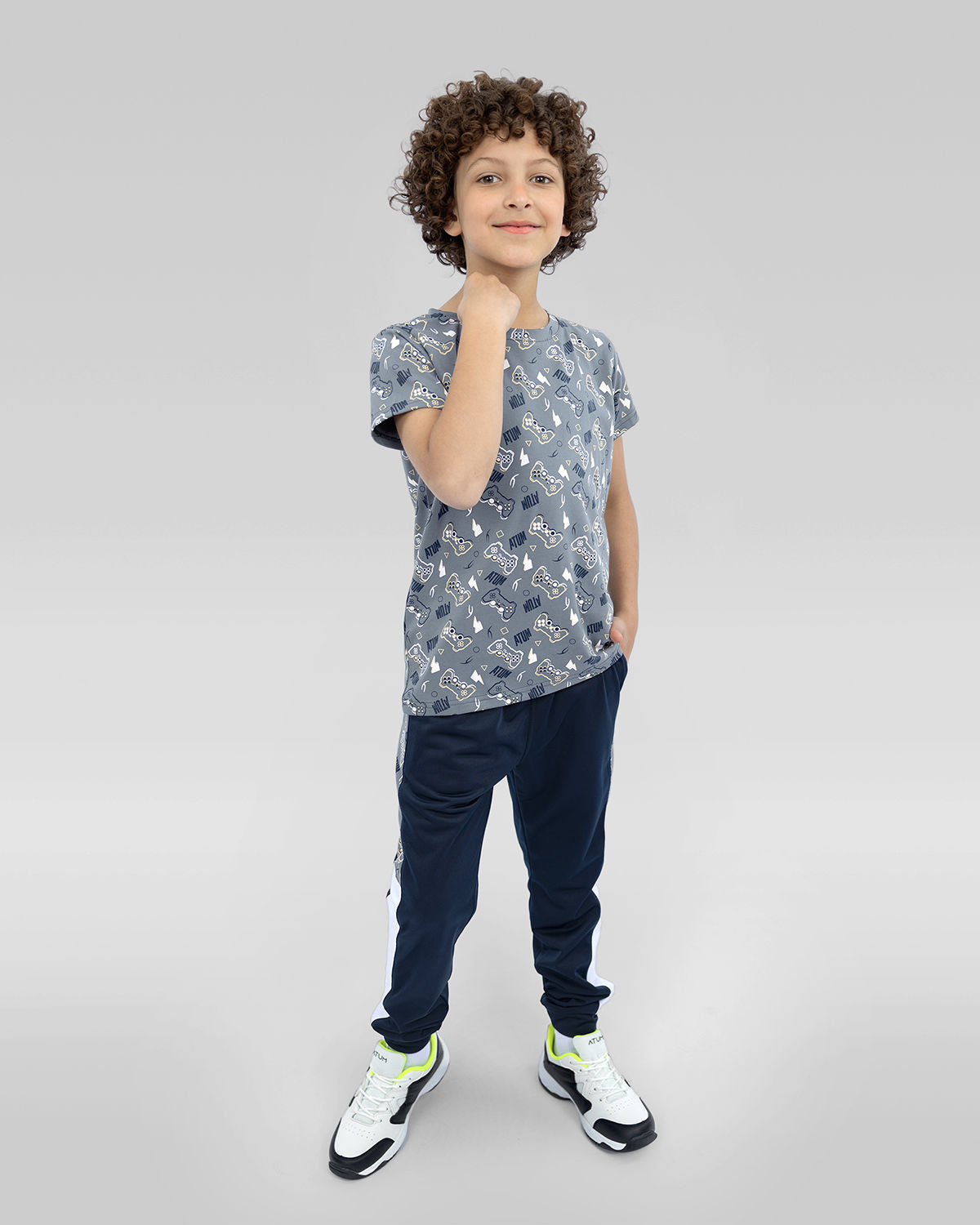 Boy's Graphic Navy Sweatpants-Atum -29372615