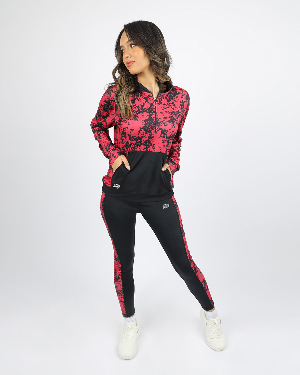 Printed Panel Black Leggings-Atum -56859768