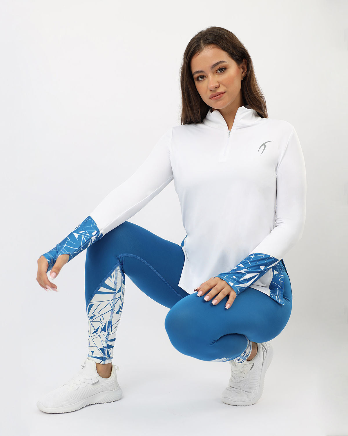 Women's Quarter Zip White Top-Atum -79296261