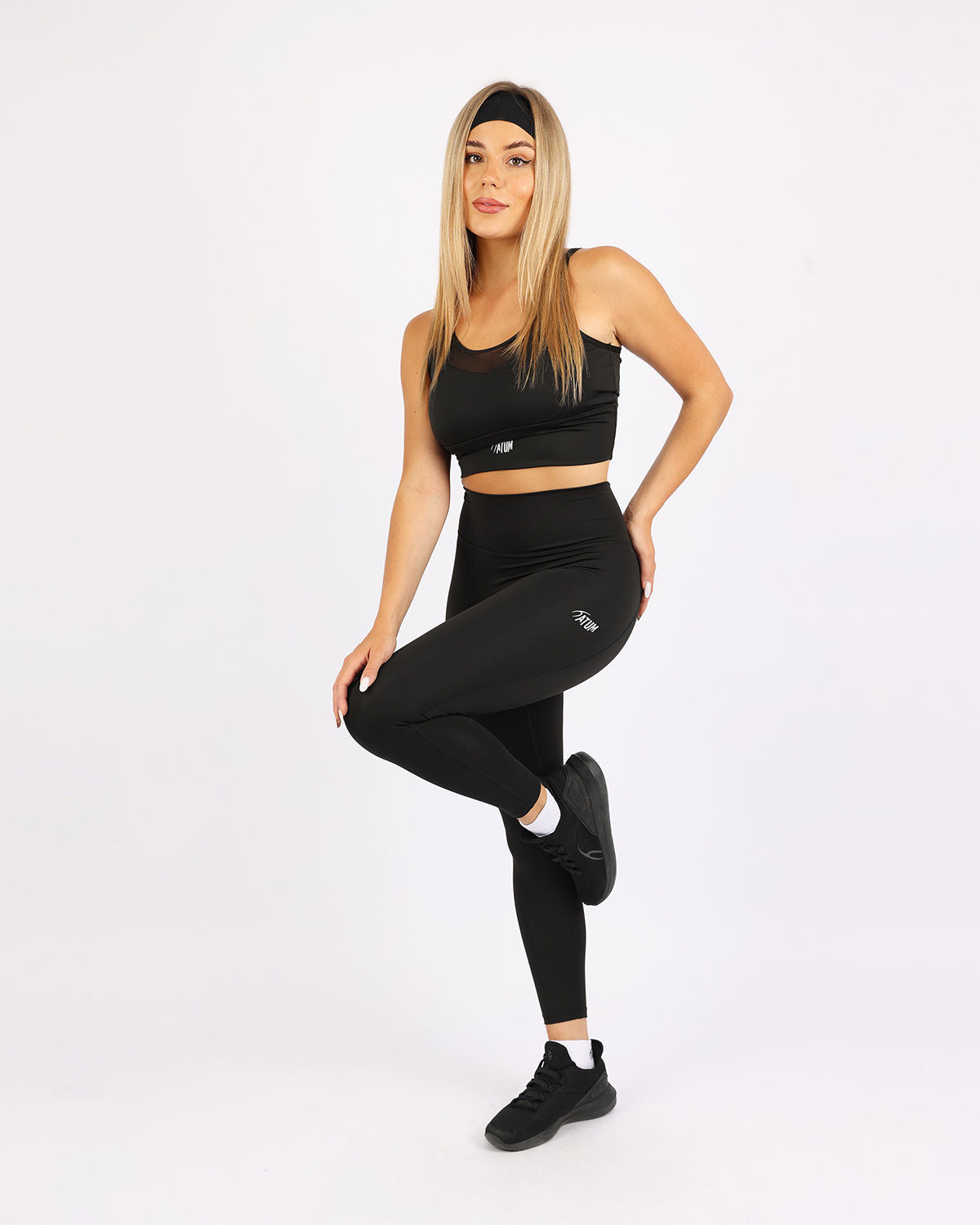 Curve Accent High-Rise Black Leggings-Atum -59980068