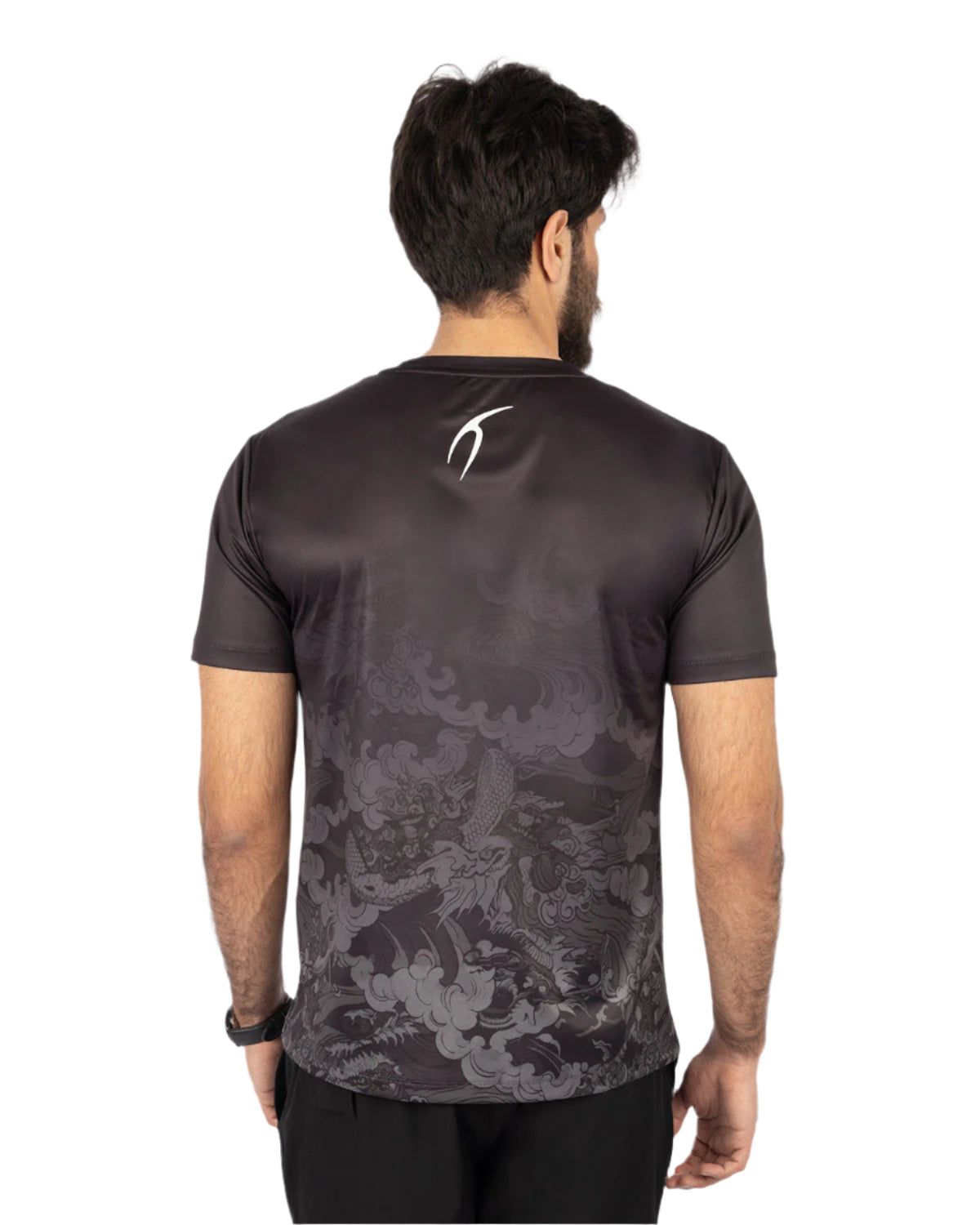 Round Printed Black T-Shirt-Atum -40515127