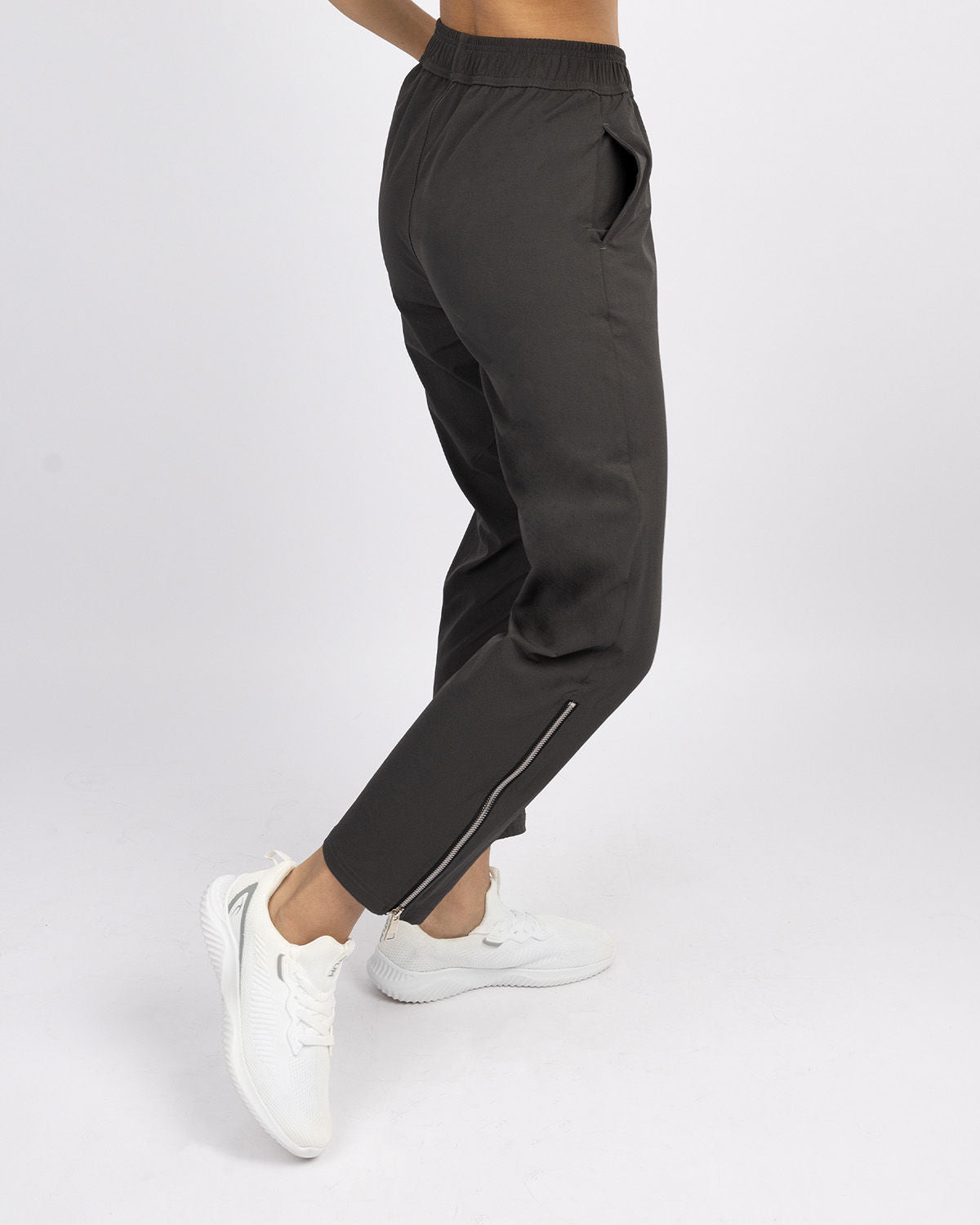 Slit Zipper Gray Women's Pants-Atum -70305330