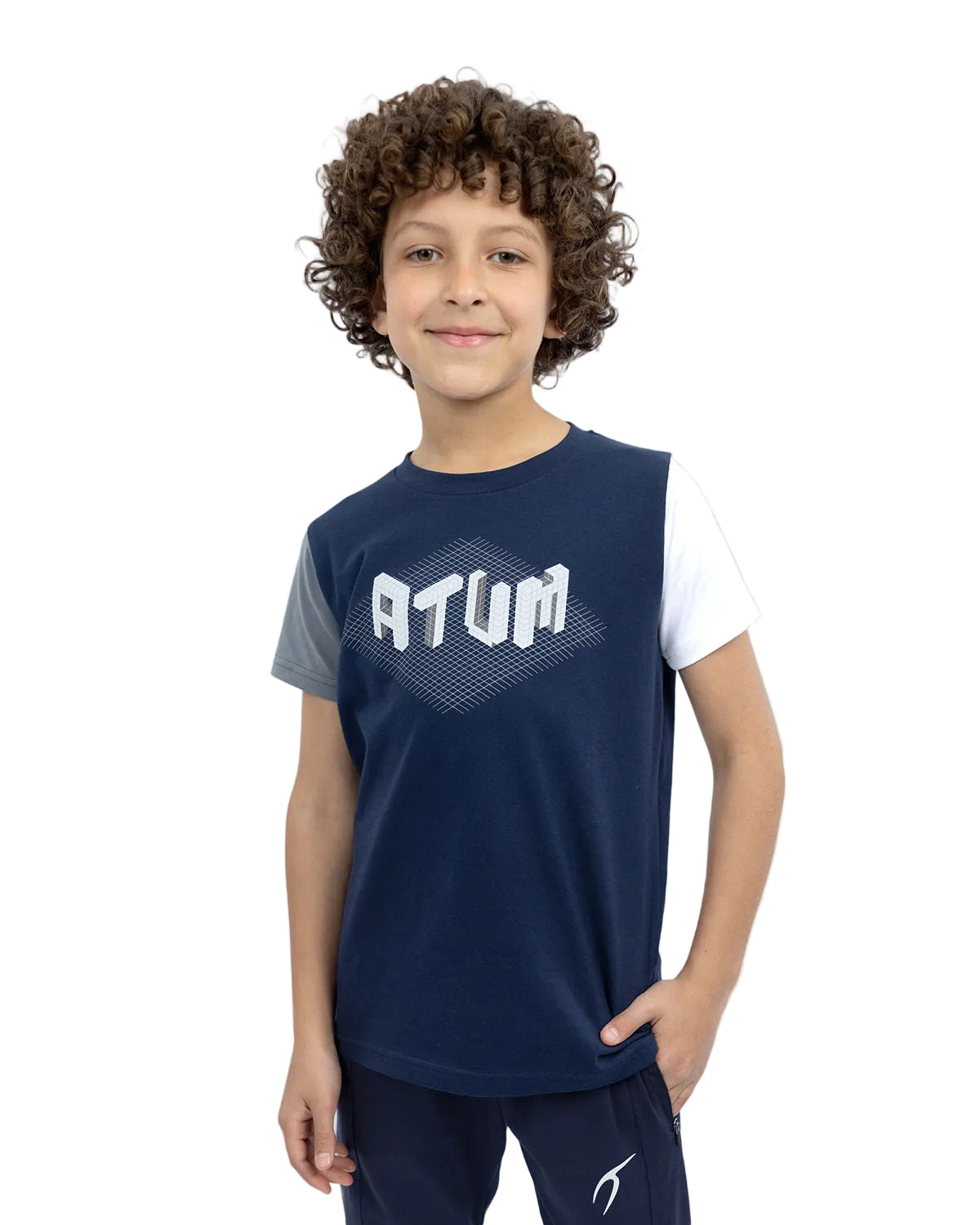 Graphic Logo Boy's Navy T-Shirt-Atum -37765210