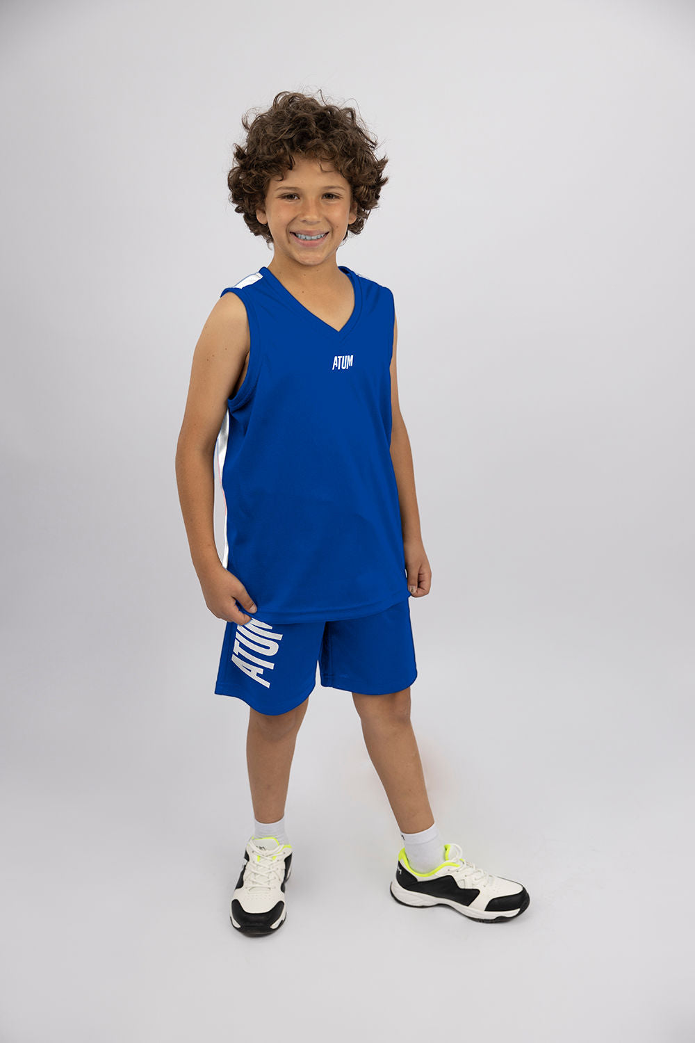 Basic Vneck Blue Tank Top-Atum -22916902