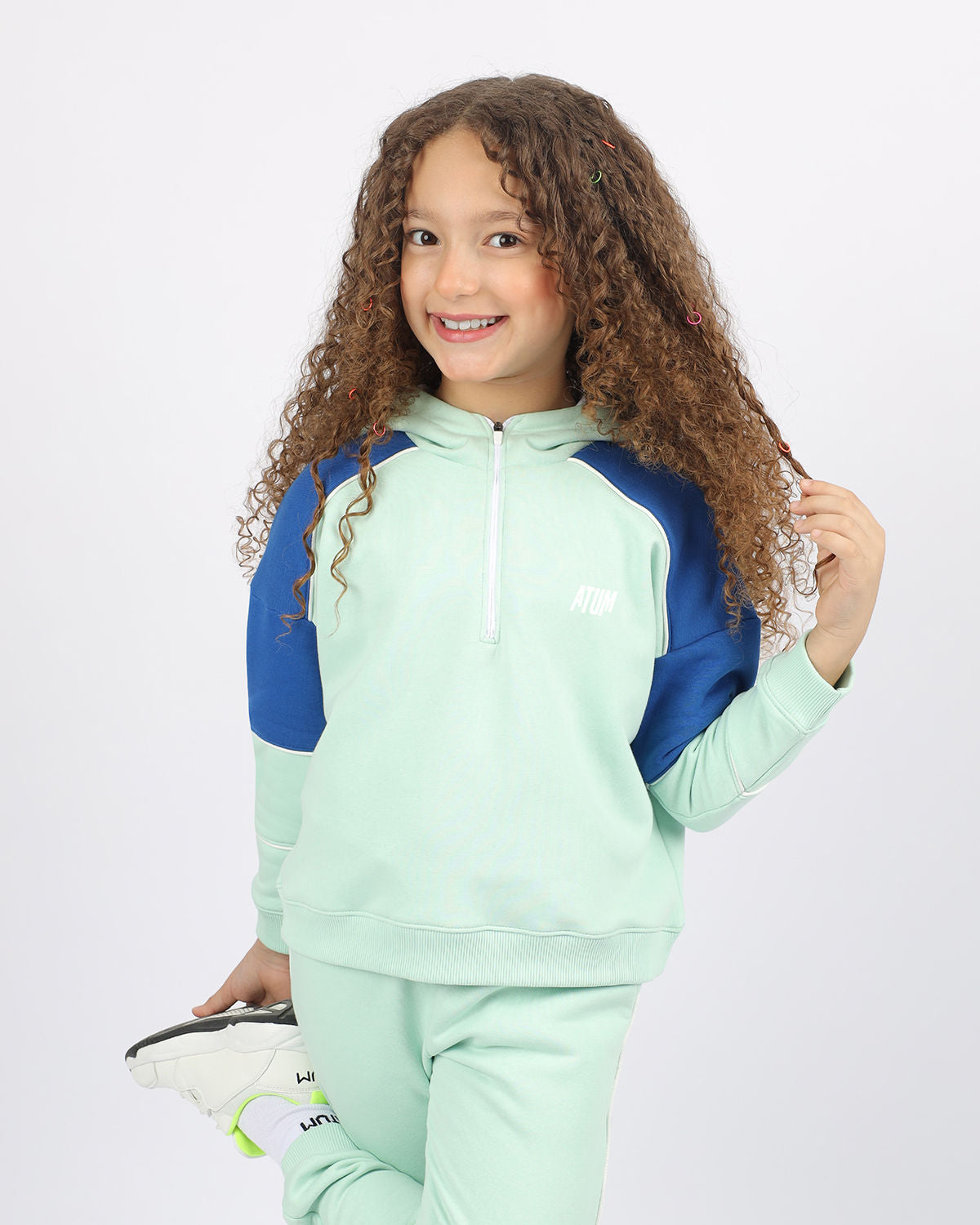 Girl's Quarter Mint Zip Hoodie-Atum -78689900
