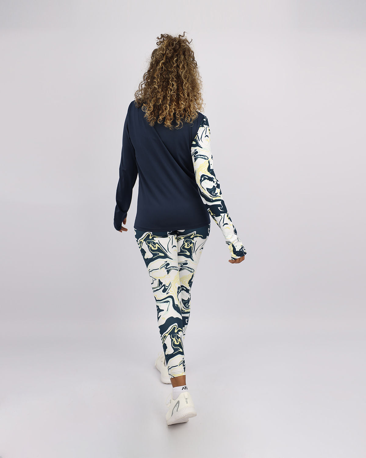 Blooming High Waist Navy Leggings-Atum -47394316