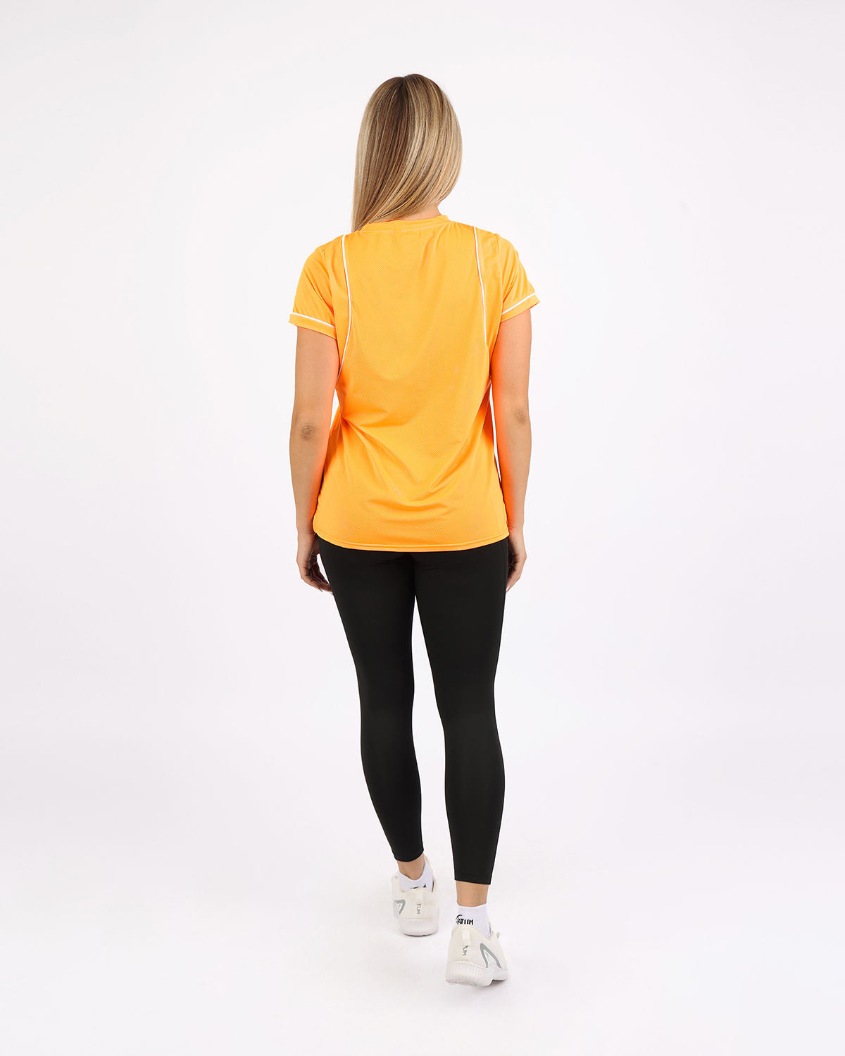 Short-Sleeve Breathable Orange Mesh Top-Atum -63429249