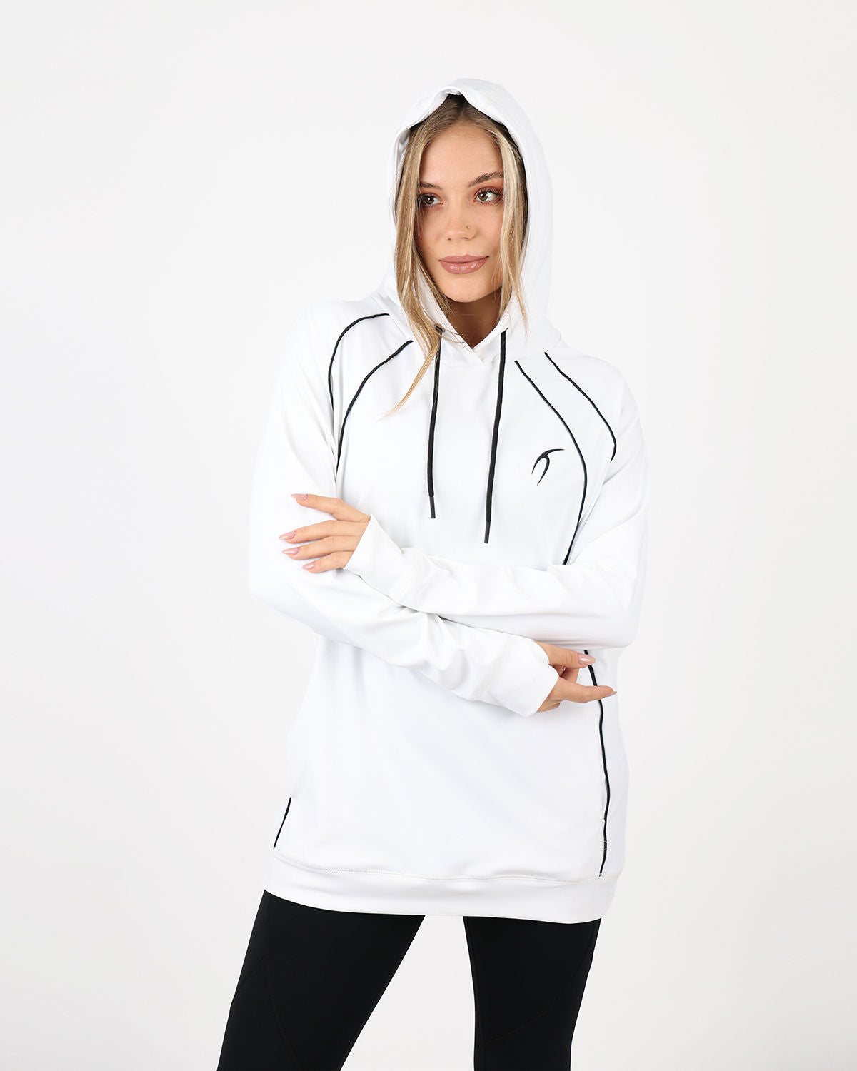 Long-Sleeve Training White Hoodie-Atum -90291825