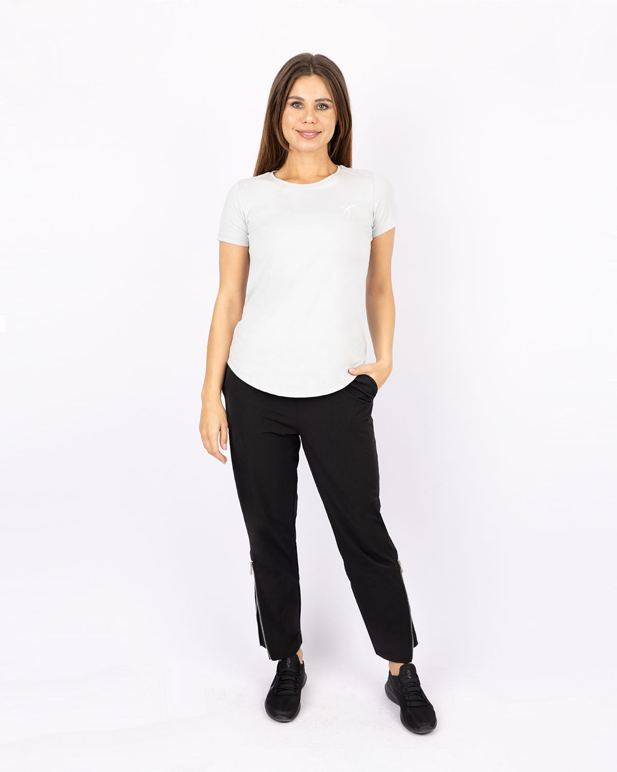 Slit Zipper Black Women's Pants-Atum -57636912