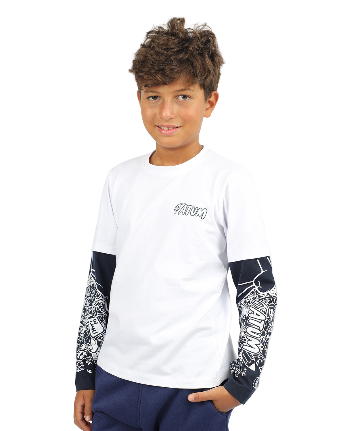 Cotton Boy's White T-Shirt-Atum -89790299