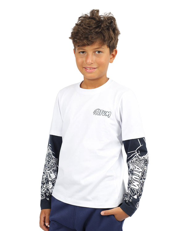 Cotton Boy's White T-Shirt-Atum -89790299