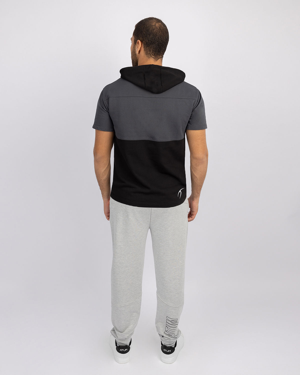 Half Sleeve Gray Hoodie-Atum -81075031