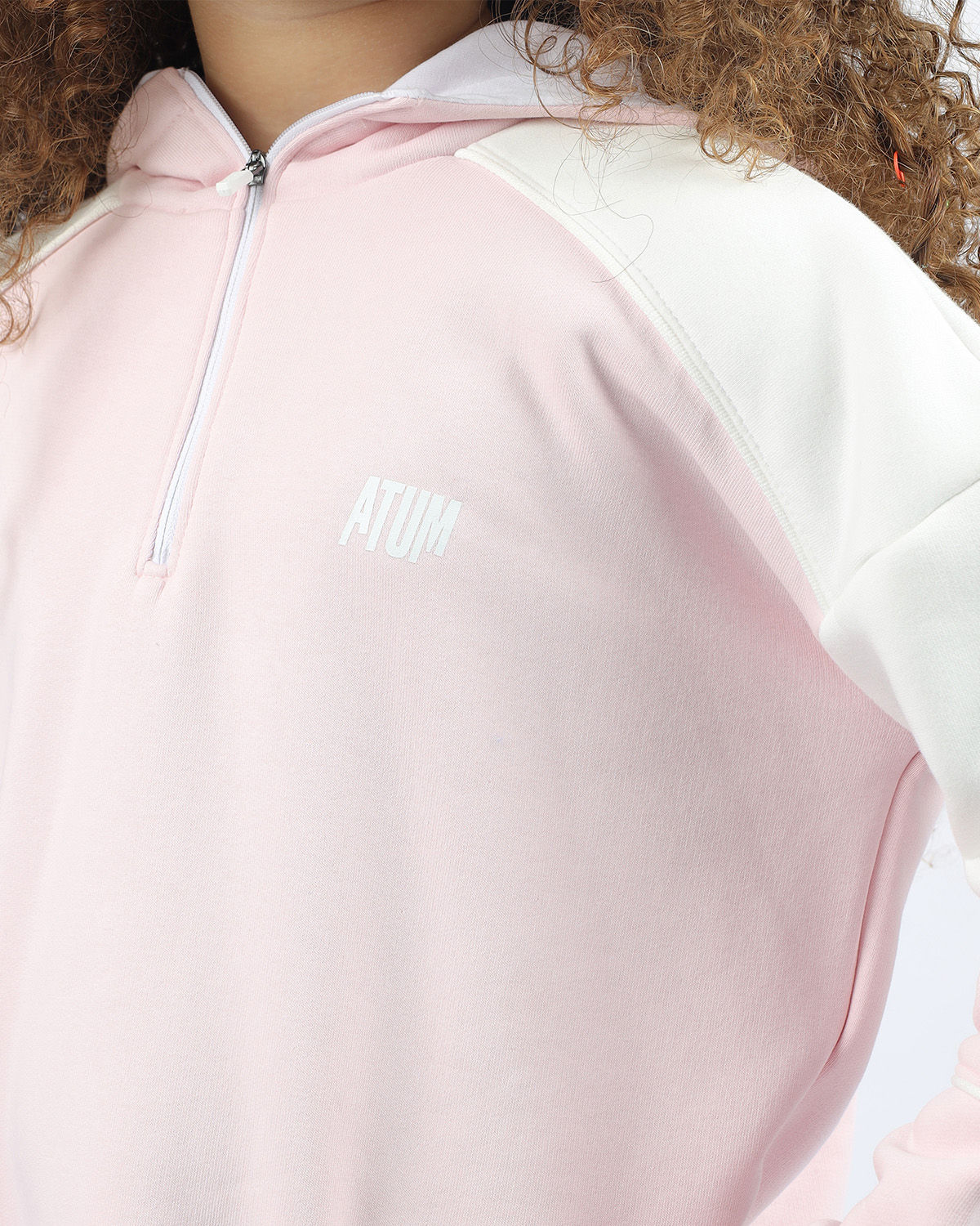 Girl's Quarter Pink Zip Hoodie-Atum -91035084