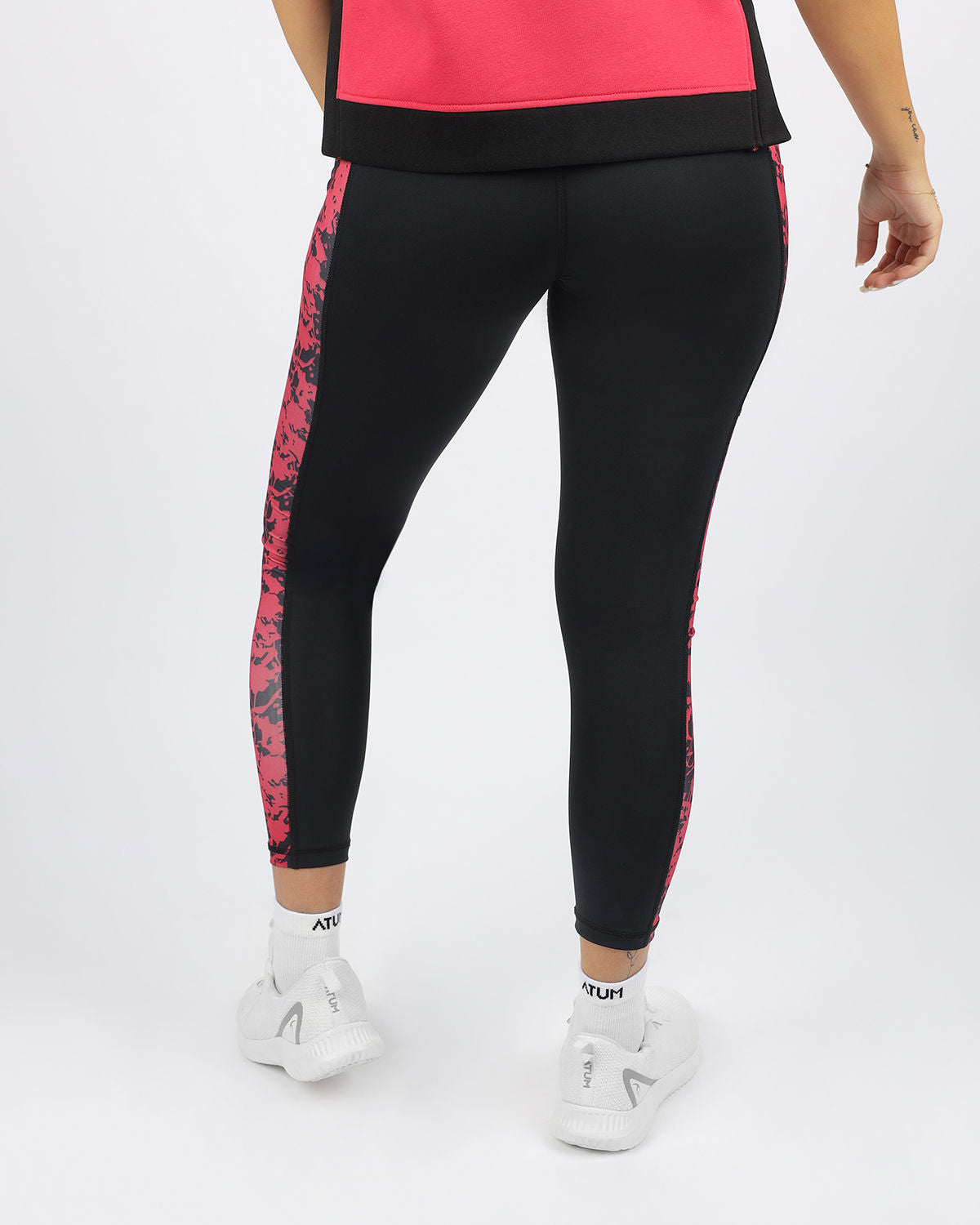 Printed Panel Black Leggings-Atum -18000334