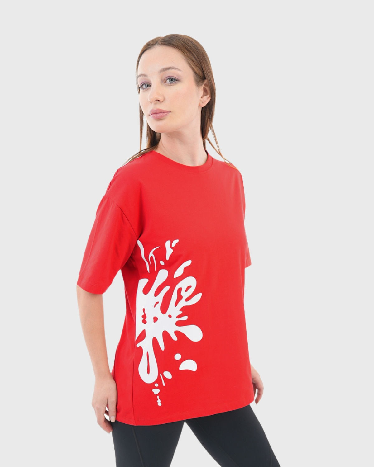 Oversized Splash Red T-Shirt-Atum -27601795