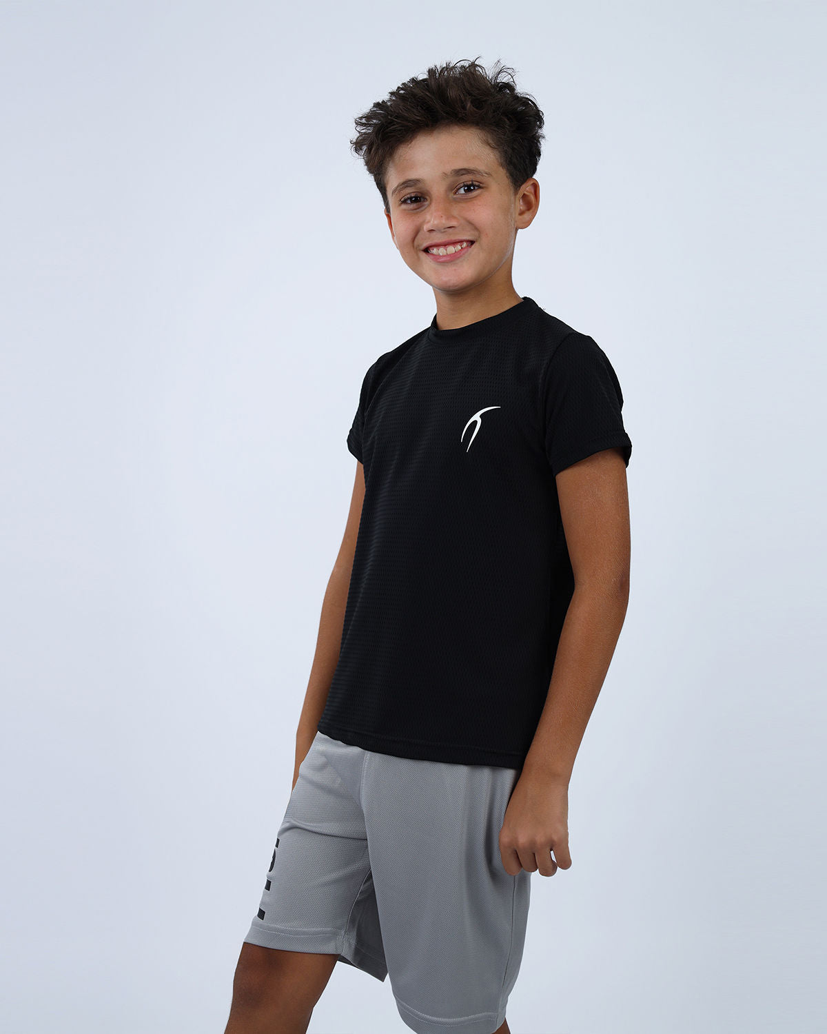 Crew Neck Short Sleeve Black Breathable Top-Atum -68809794