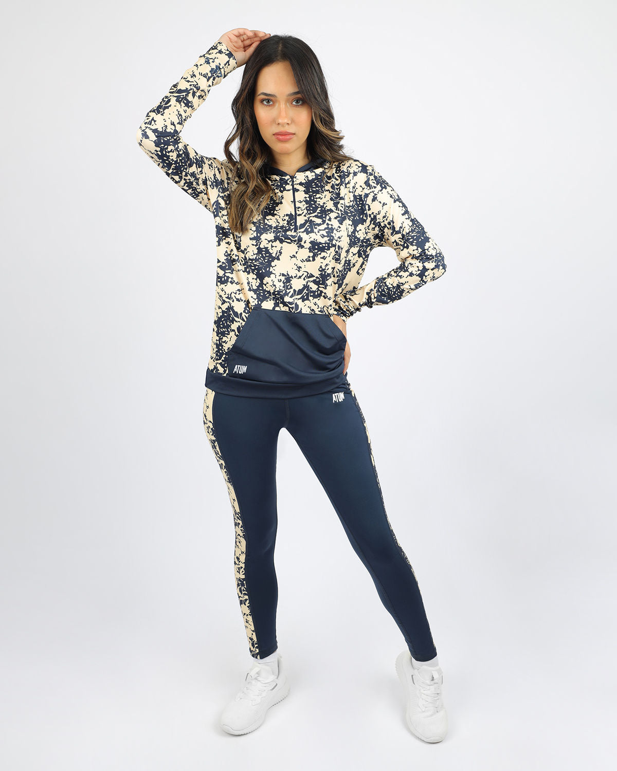 Printed Panel Navy Leggings-Atum -69848776