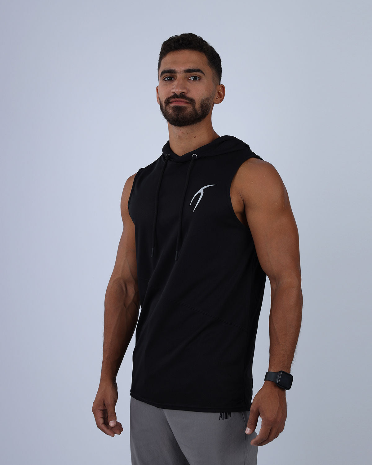 Sleeveless Breathable Black Hoodie-Atum -78375314