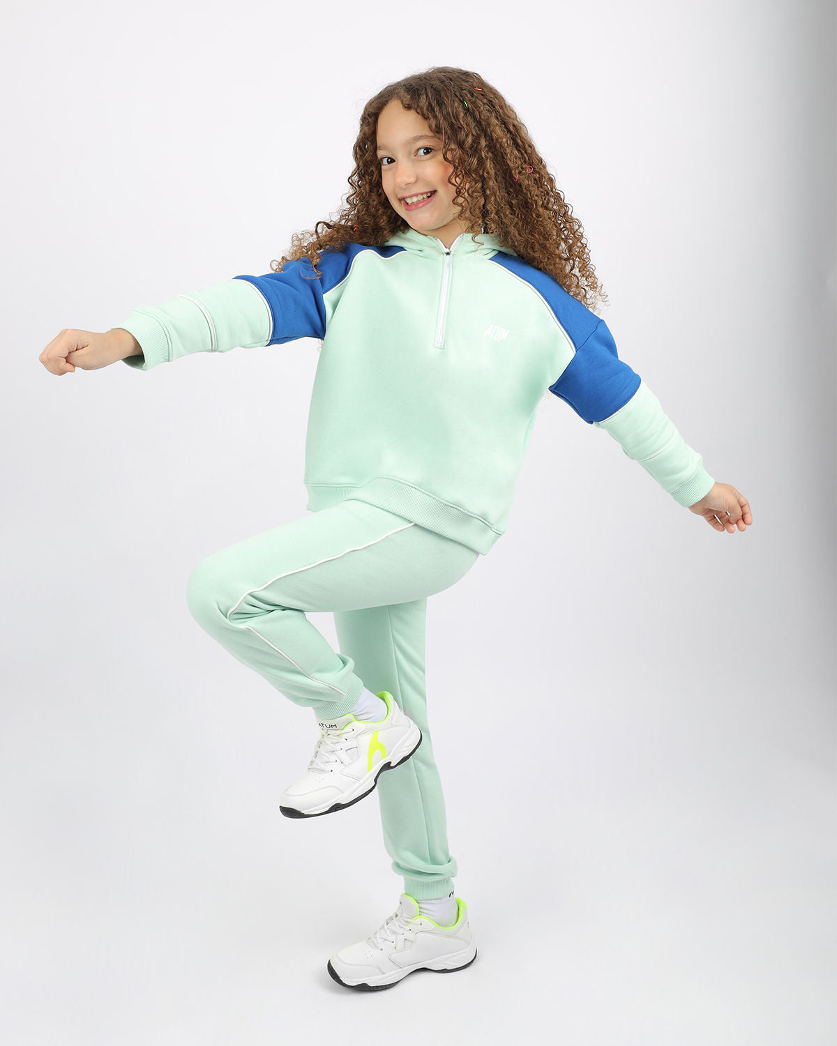 Girl's Quarter Mint Zip Hoodie-Atum -21427244