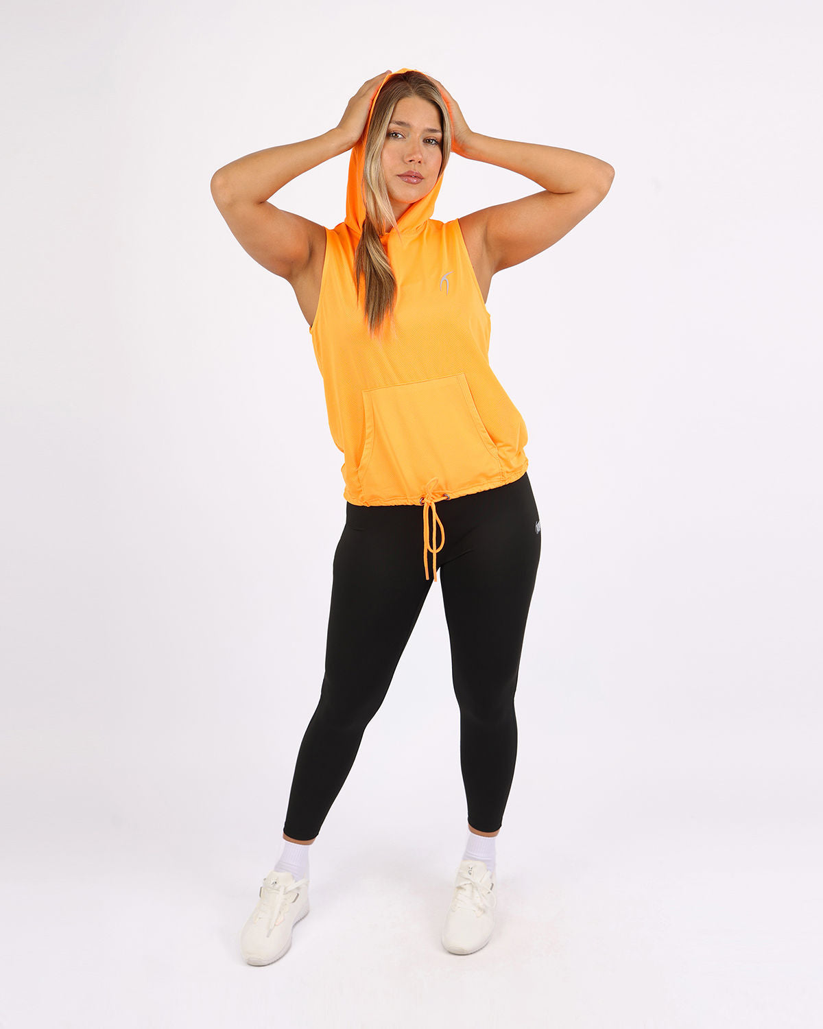 Sleeveless Breathable Orange Women's Hoodie-Atum -56320114