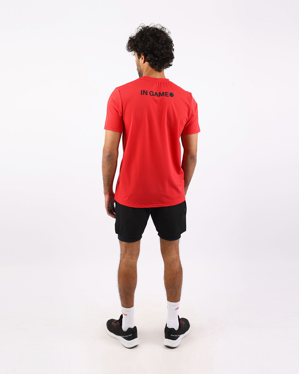 Crew Neck Short Sleeve Red Athletic Top-Atum -24264586