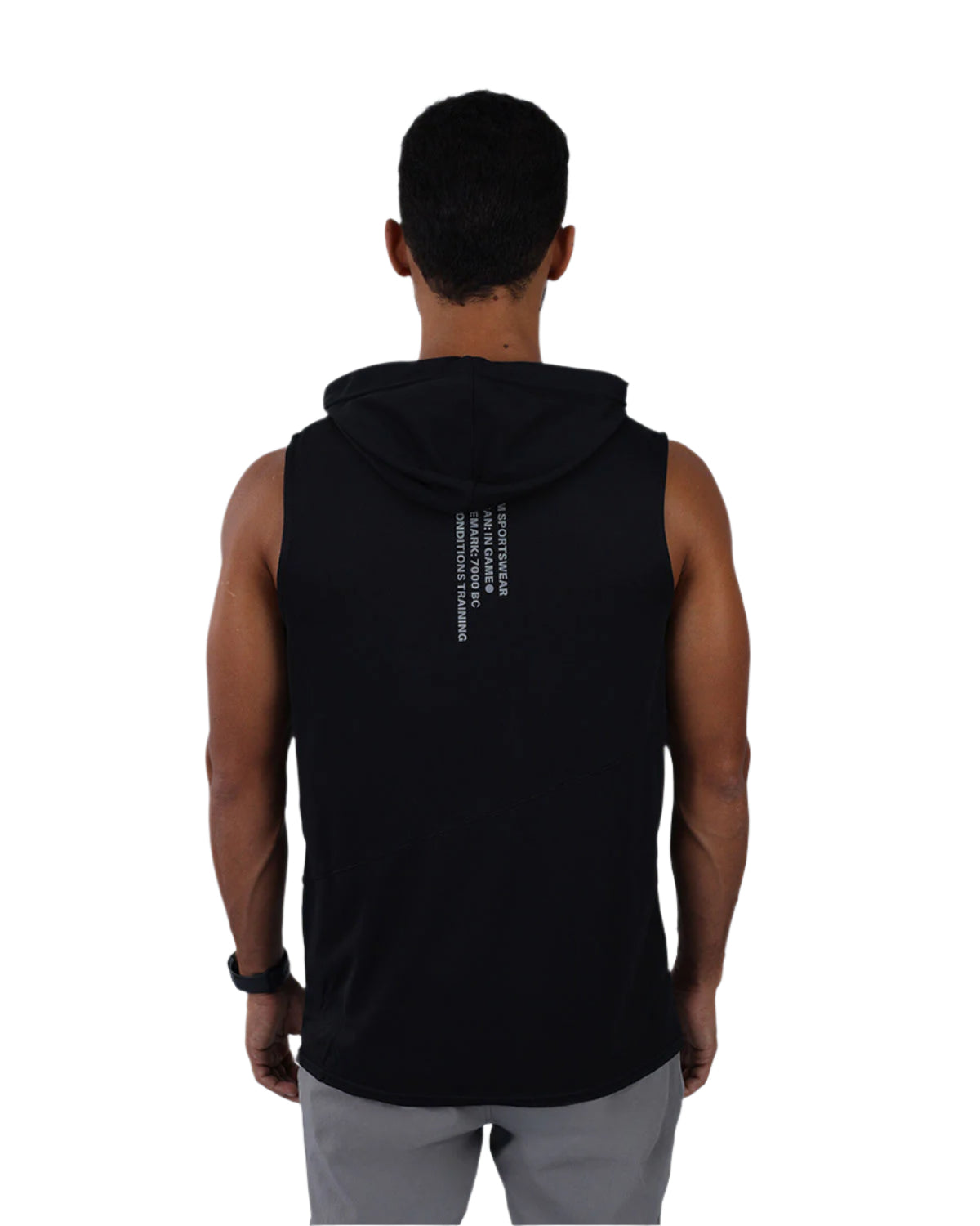 Sleeveless Breathable Black Hoodie-Atum -32062770