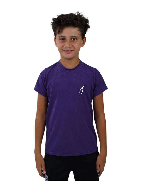 Crew Neck Short Sleeve Purple Breathable Top-Atum -64651978