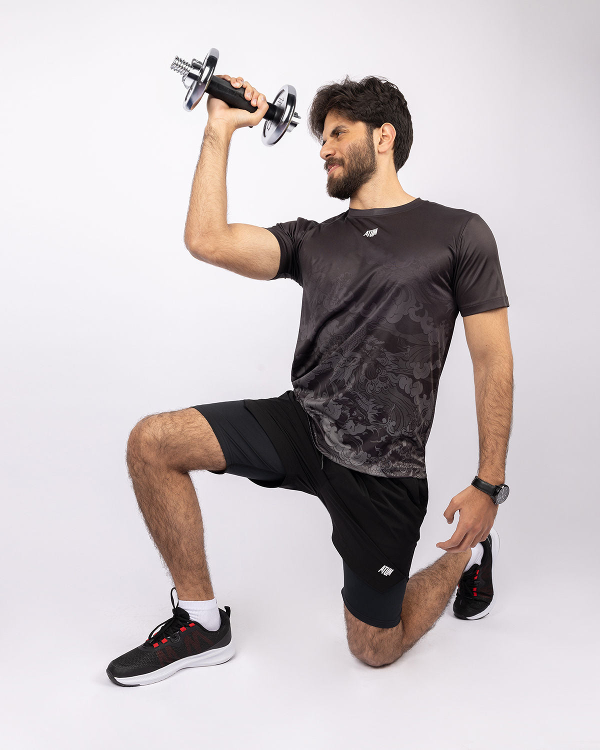 Round Printed Black T-Shirt-Atum -8903346