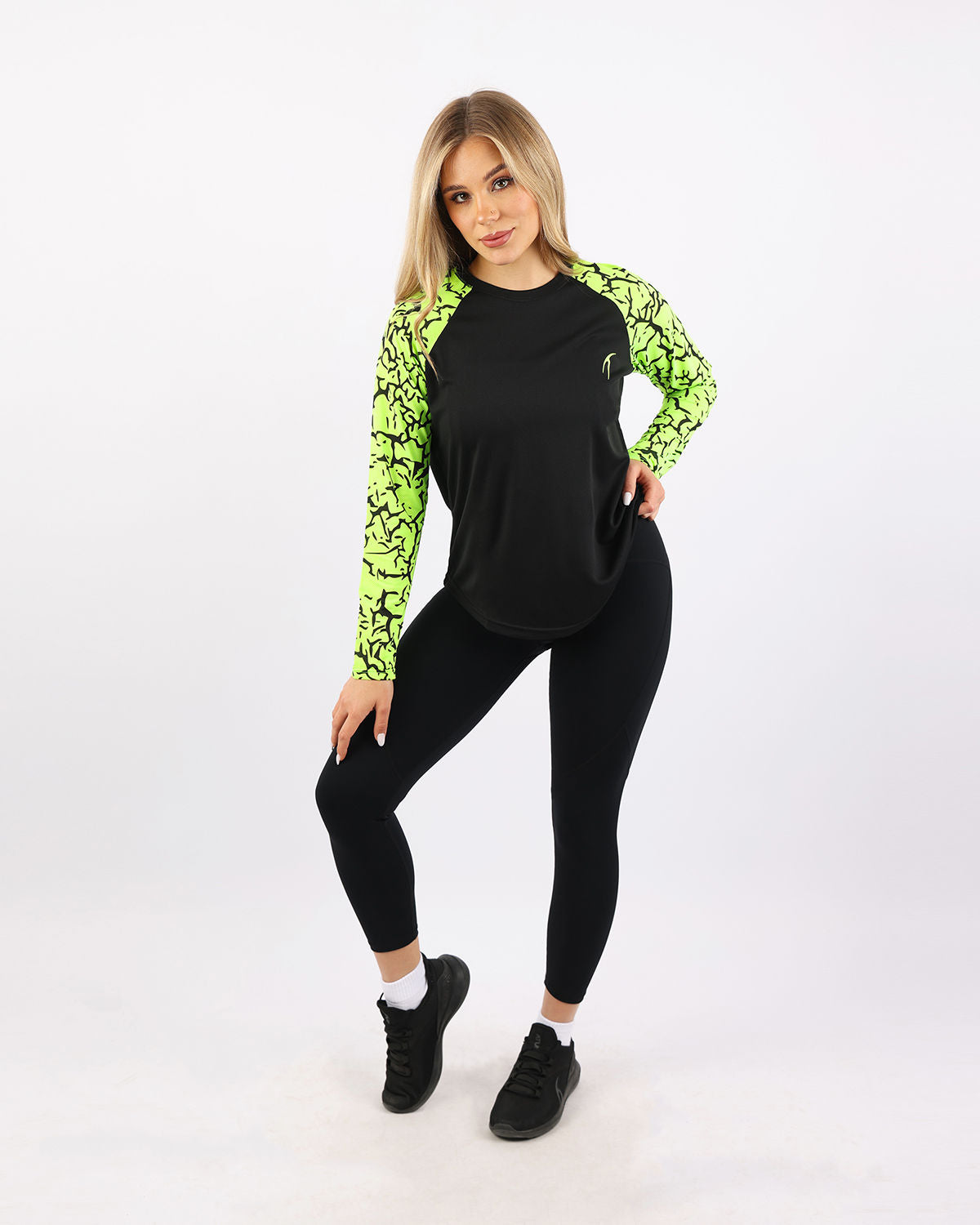 Crew Neck Long Sleeve Green Top-Atum -57046210