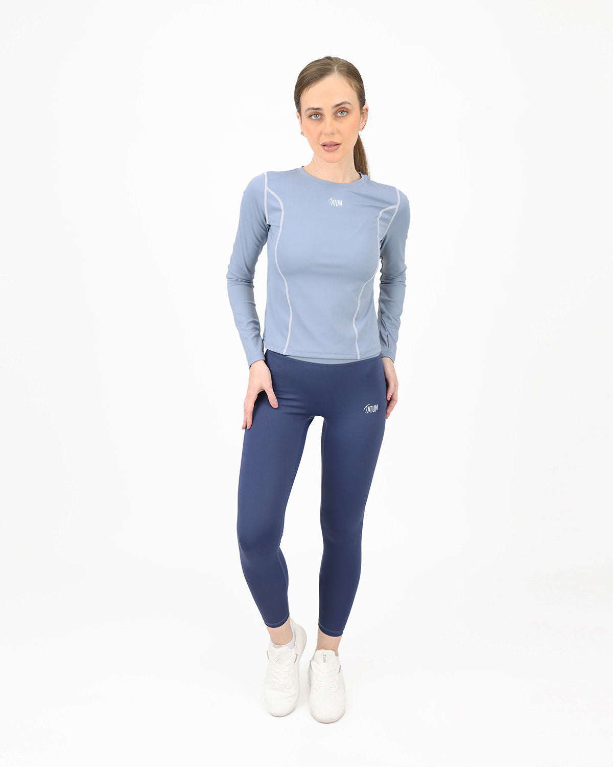 Streamline Long Slevess Women's Blue Top-Atum -59407961