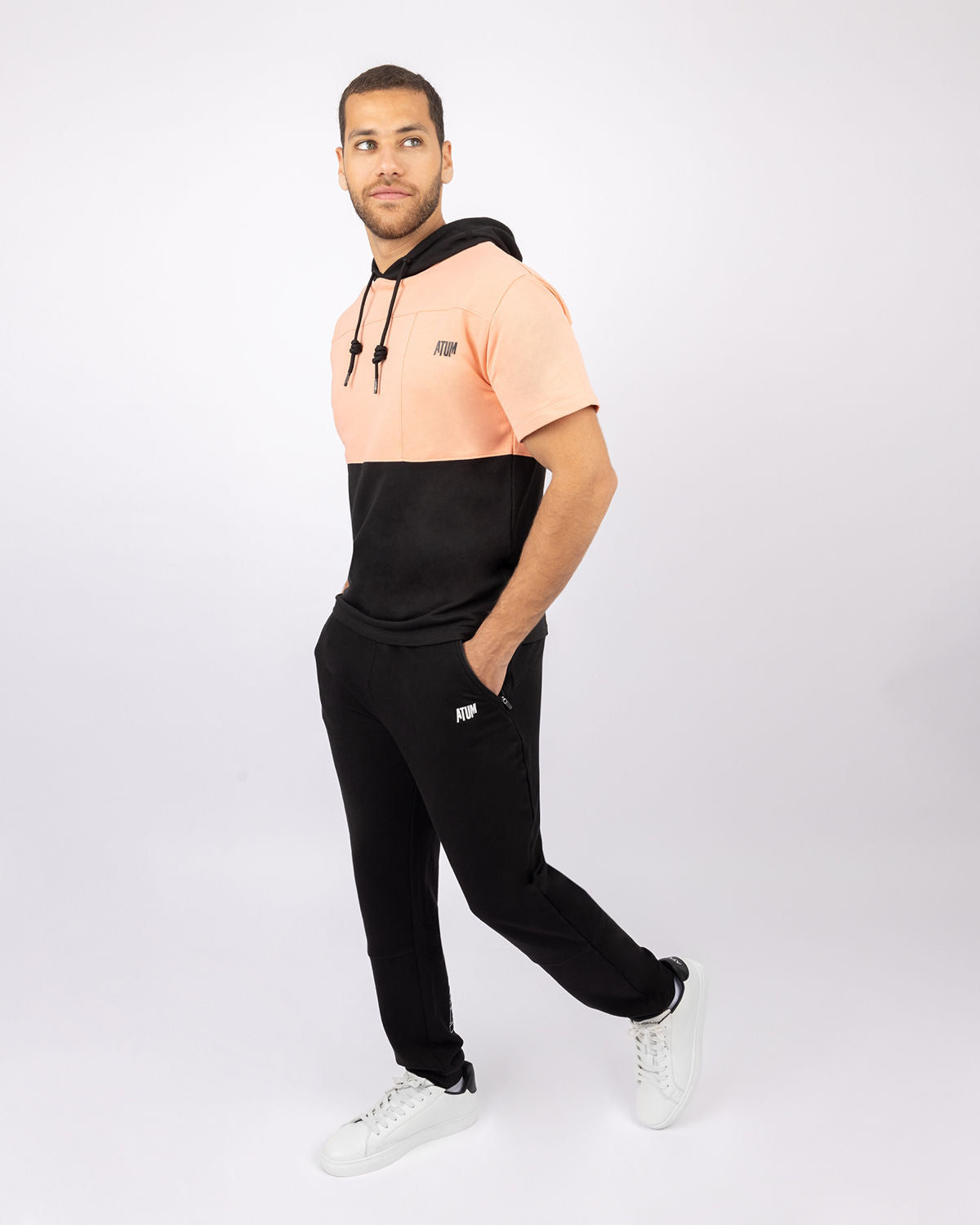 Half Sleeve Coral Hoodie-Atum -82287430