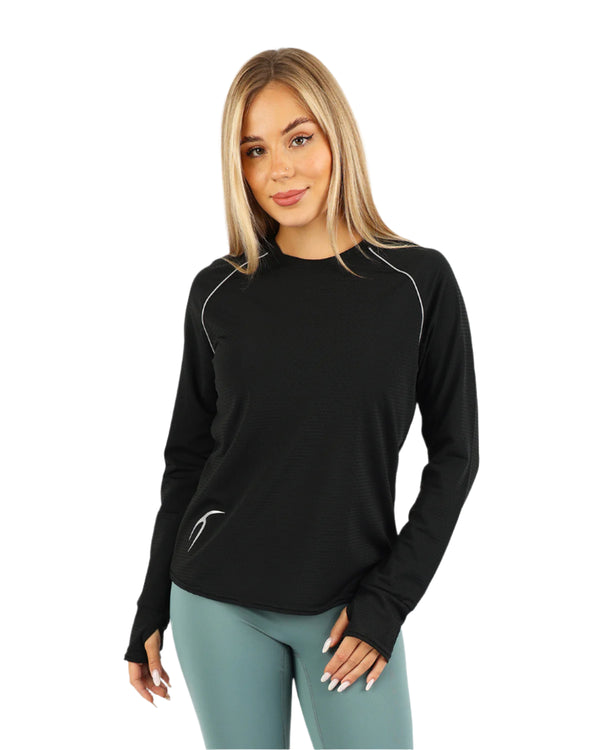 Long-Sleeve Training Black Top-Atum -34688107