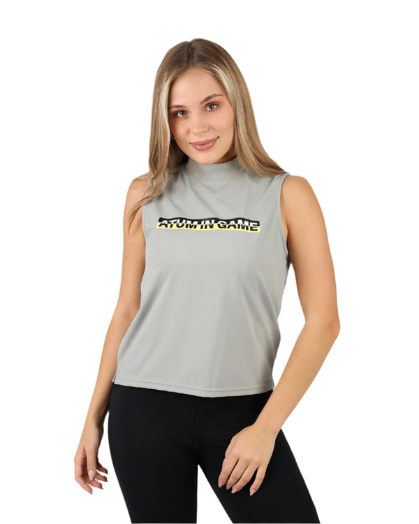 Sleeveless Training Gray Tank Top-Atum -18486477