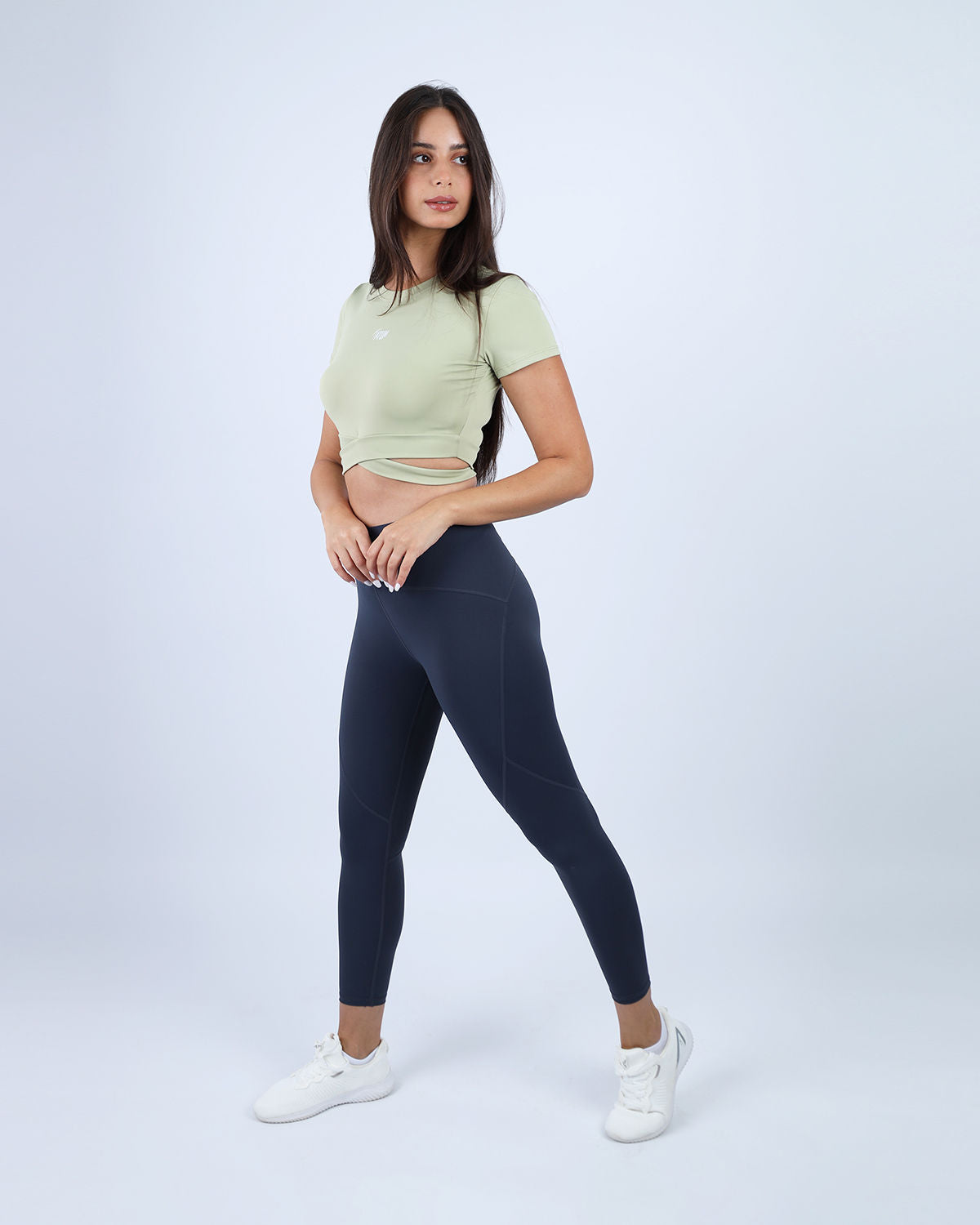 Twisted Short Sleeves Green Crop Top-Atum -47128232
