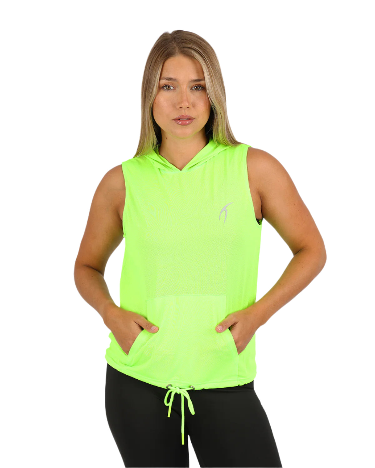 Sleeveless Breathable Lime Green Women's Hoodie-Atum -43019190