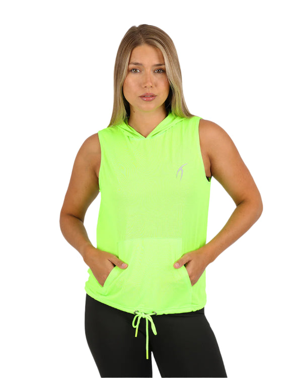 Sleeveless Breathable Lime Green Women's Hoodie-Atum -43019190