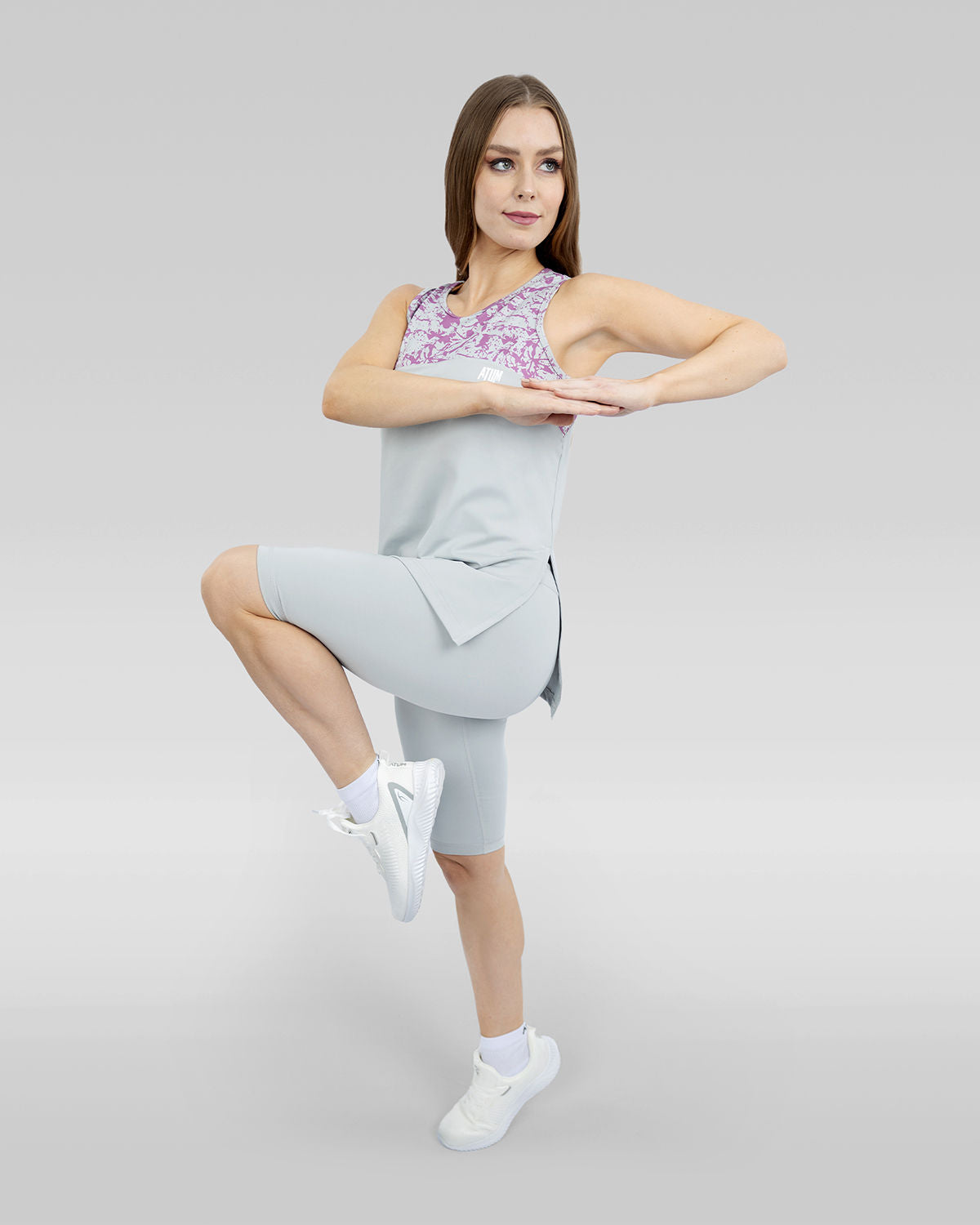 Printed Gray Tank Top-Atum -4397525
